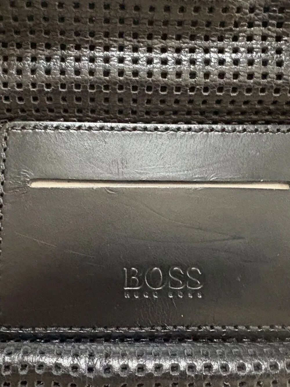 HUGO BOSS Black Leather Shoulder Bag w matching Laptop Sleeve